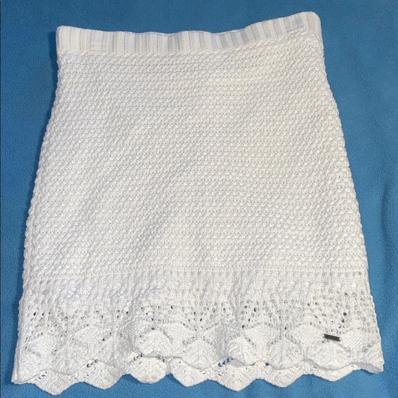 Hollister size XS vintage two-piece white crocheted cotton tank top & skirt - Picture 7 of 15